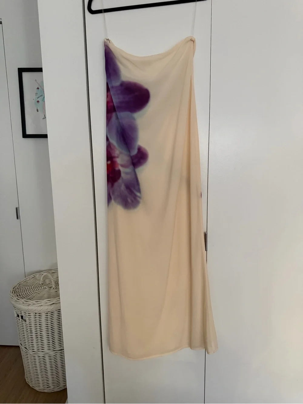 Meshki Cream Strapless Maxi Dress with Purple Floral Accent - Picture 3 of 3
